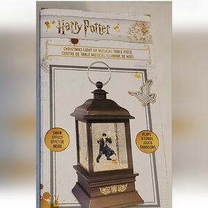 Christmas Musical Lantern Tablepiece - Brown Snow Globe Lantern